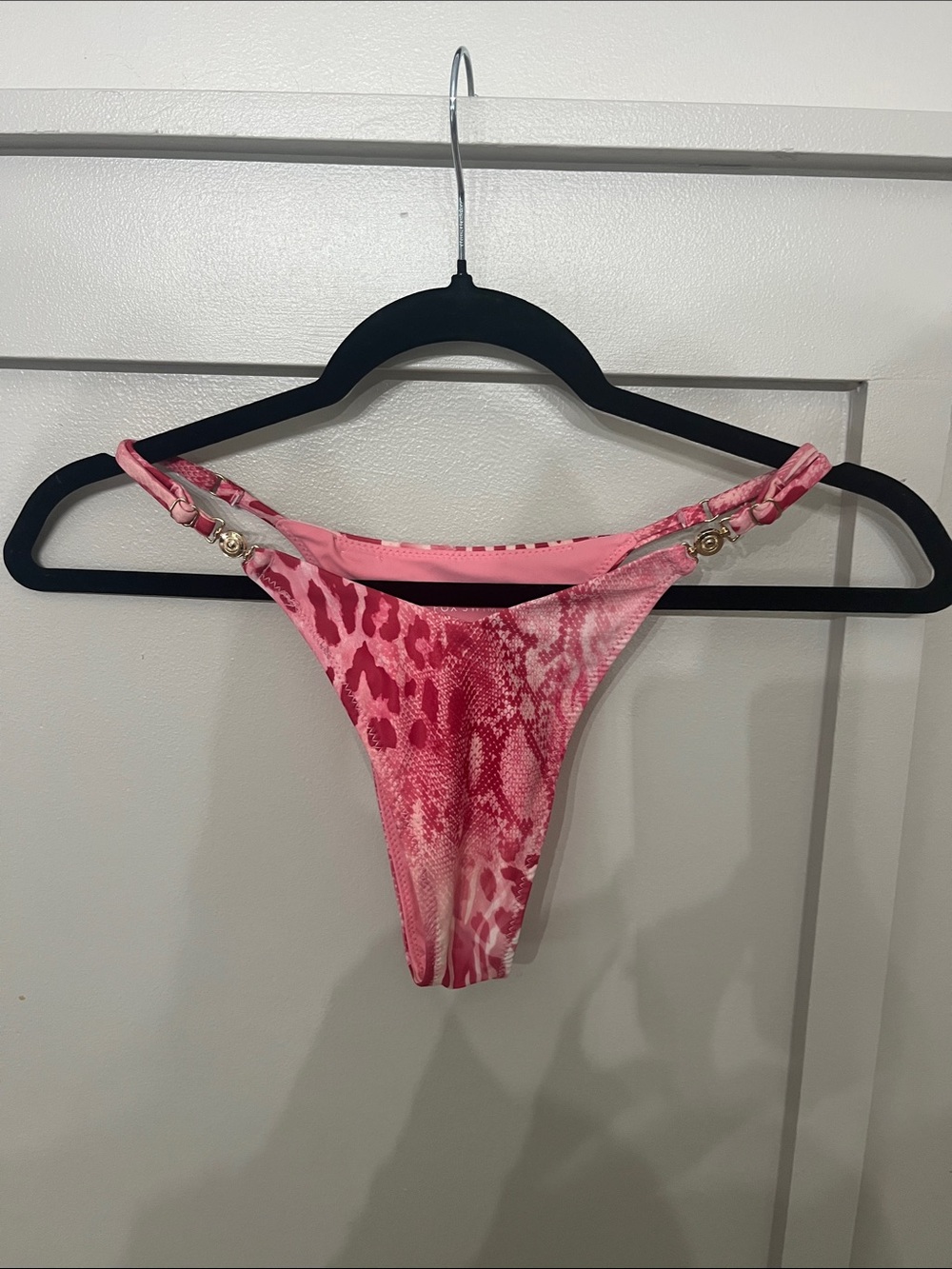 White Fox Boutique Pink Snake Print Bikini Bottom